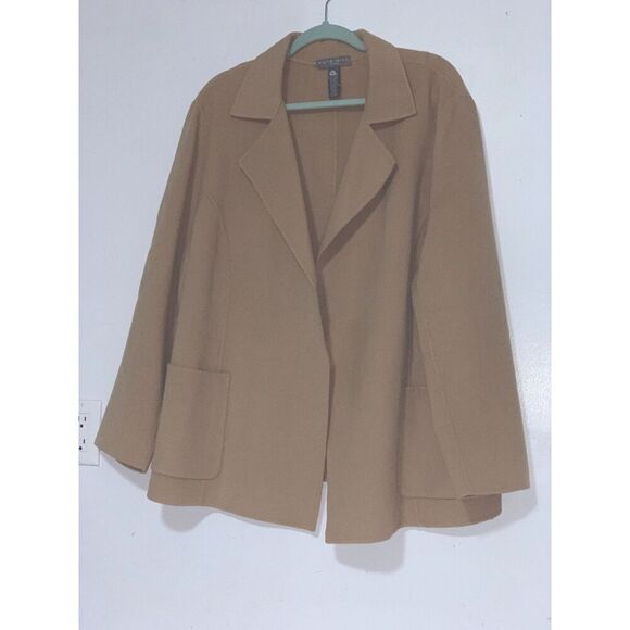 Women's Kate Hill wool blend camel coat size 20W, short over coat elegant spring - Picture 2 of 14
